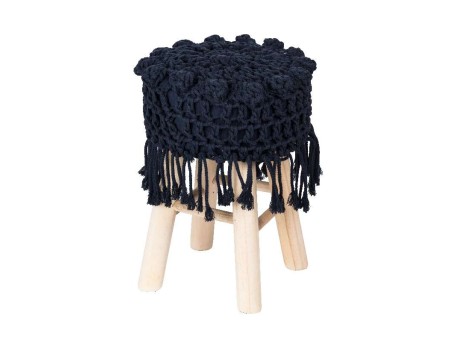 Artekko Droors Σκαμπώ Μικρό με Χειροποίητο Κάλυμμα (28x28x40)cm