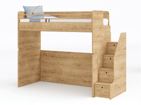 Υπερυψωμένο κρεβάτι με σκάλα ντουλάπια MOCHA STUDIO 10