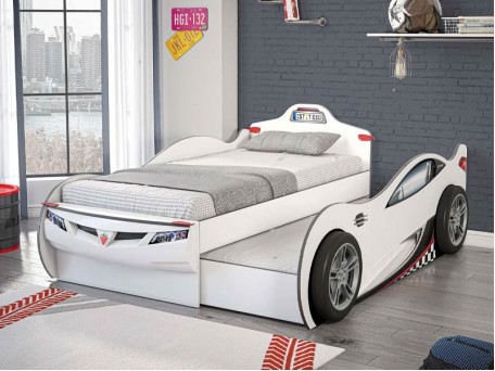 Παιδικό κρεβάτι αυτοκίνητο Διπλό Λευκό GT-1310