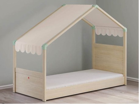 Παιδικό κρεβάτι με τέντα μπεζ MN-1301-1008