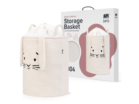 Sipo Πολυχρηστικό Καλάθι Premium Μπουκλέ Κρεμ Κουνελάκι 43L