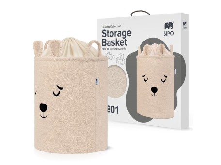 Sipo Πολυχρηστικό Καλάθι Premium Μπουκλέ Μπεζ Αρκουδάκι 43L