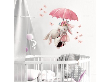 Sipo Wall sticker bunnies with umbrella