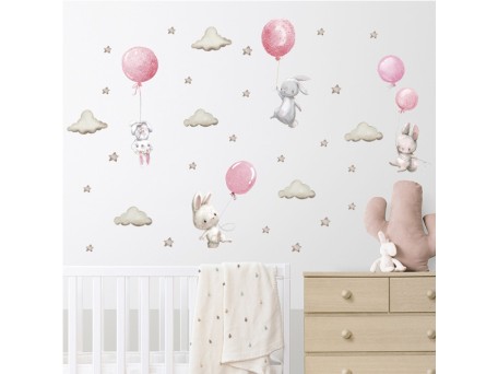 Sipo Wall sticker Bunny Balloons Pink