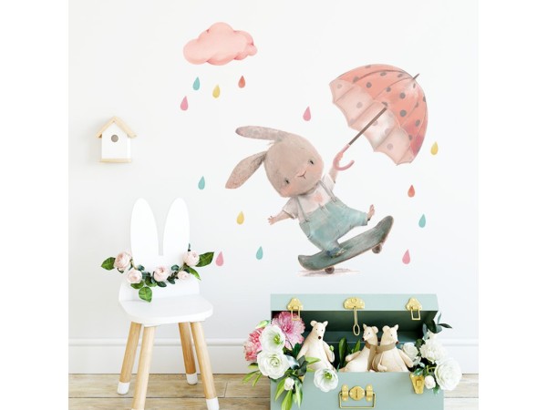 Sipo Wall sticker bunny onskateboard