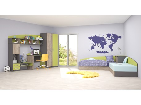 Σύνθεση παιδικού δωματίου TOMAS grafit/norte/green DIOMMI 31-069