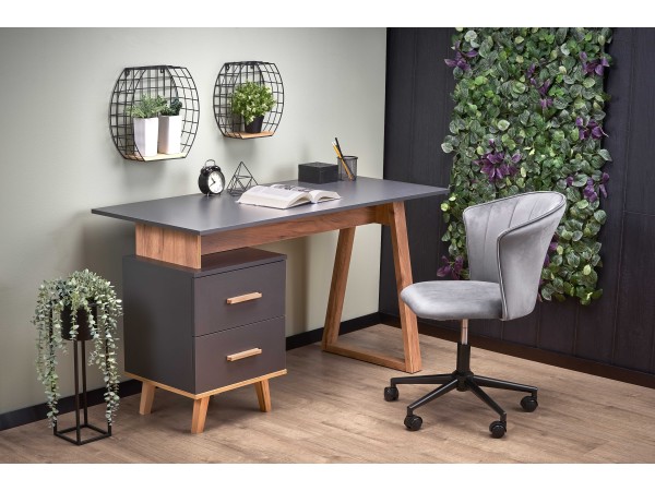 SERGIO, desk, anthracite matt - wotan oak