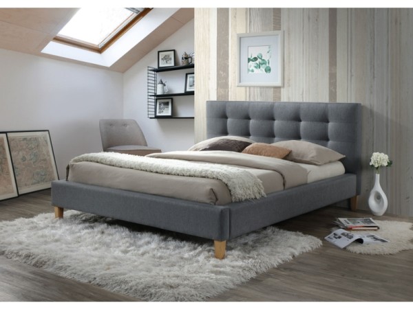 Επενδυμένο κρεβάτι Texas 140x200 με Ύφασμα  χρώμα Γκρι DIOMMI TEXAS140SZ