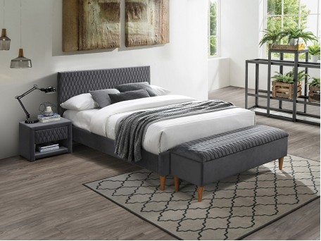 Επενδυμένο κρεβάτι Azurro 140x200 με Βελούδο σε χρώμα Γκρι DIOMMI AZURROV140SZD