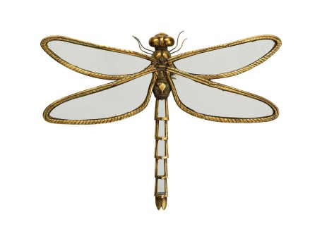 Διακοσμητικό Τοίχου Λιβελούλα Καθρέφτης Χρυσή 45 εκ. 35.5x4x45.5εκ - Χρυσό