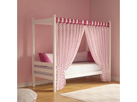 Καναπές κρεβάτι με κουρτίνες Magic σε λευκό οξιά