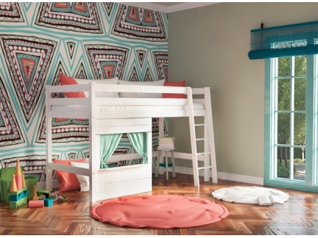 Παιδικό κρεβάτι υπερυψωμένο Country σε λευκό χρώμα Παιδικό κρεβάτι υπερυψωμένο Country σε λευκό χρώμα