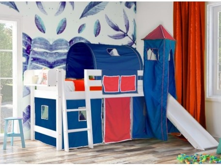 Παιδικό κρεβάτι υπερυψωμένο με τσουλήθρα Smart plus λευκό οξιά Παιδικό κρεβάτι υπερυψωμένο με τσουλήθρα Smart plus λευκό οξιά