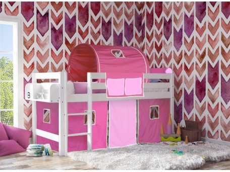 Παιδικό κρεβάτι υπερυψωμένο  Smart οξιά σε λευκό χρώμα Παιδικό κρεβάτι υπερυψωμένο  Smart οξιά σε λευκό χρώμα