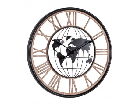 Ρολόι Τοίχου Τικ Τακ Μεταλλικό Μαύρο-Καφέ (70x5x70)