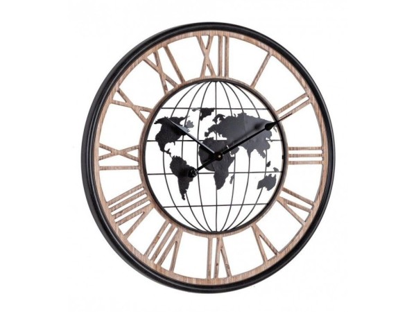Ρολόι Τοίχου Τικ Τακ Μεταλλικό Μαύρο-Καφέ (70x5x70)
