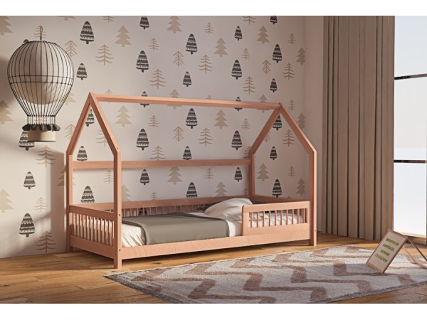 Ημίδιπλο παιδικό κρεβάτι σπιτάκι  House bed Genius οξιά 120 Χ 190 φυσικό