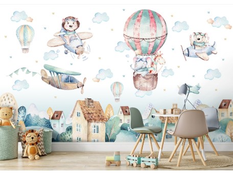 Φωτοταπετσαρία  Ζώα σε μπαλόνια 2