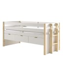  Υπερυψωμένο  Mid Sleeper κρεβάτι Margrit  λευκό, με 3 συρτάρια αποθήκευσης 