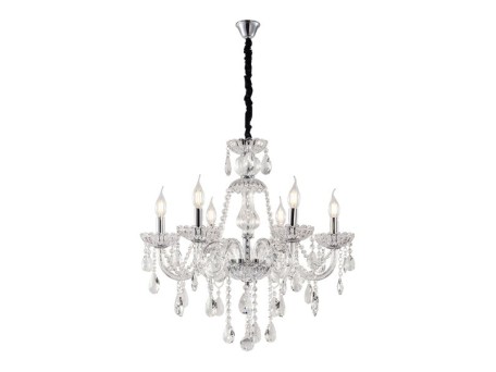 Artekko Chandelier Πολυέλαιος 8φωτος Διάφανο Κρύσταλλο (80x80x70)cm