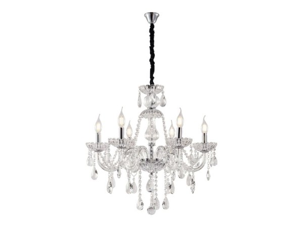 Artekko Chandelier Πολυέλαιος 8φωτος Διάφανο Κρύσταλλο (80x80x70)cm