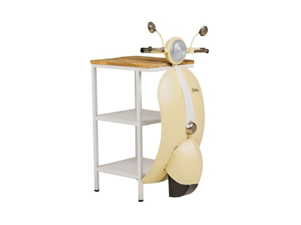 ΤΡΑΠΕΖΙ  ΒΟΗΘΗΤΙΚΟ MINI VESPA ΜΕ ΡΑΦΙΑ CREAM ΛΕΥΚΟ ΦΥΣΙΚΟ 61x45x88