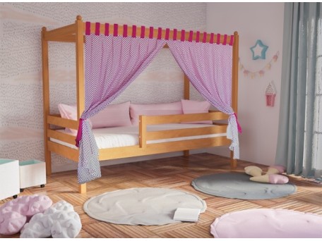 Καναπές κρεβάτι με κουρτίνες Magic σε φυσικό χρώμα