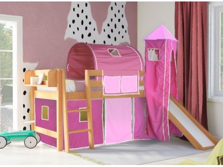 Παιδικό κρεβάτι υπερυψωμένο με τσουλήθρα Smart plus φυσικό οξιά Παιδικό κρεβάτι υπερυψωμένο με τσουλήθρα Smart plus φυσικό οξιά