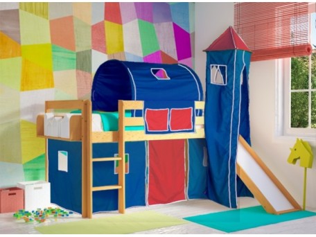 Παιδικό κρεβάτι υπερυψωμένο οξιά με τσουλήθρα Eco σε φυσικό χρώμα Παιδικό κρεβάτι υπερυψωμένο οξιά με τσουλήθρα Eco σε φυσικό χρώμα