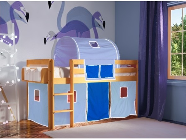 Παιδικό κρεβάτι υπερυψωμένο οξιάς Eco σε φυσικό χρώμα