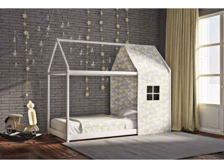 Παιδικό κρεβάτι Μοντεσσόρι  House Frame οξιά 90 Χ 200 λευκό  Παιδικό κρεβάτι Μοντεσσόρι  House Frame οξιά 90 Χ 200 λευκό