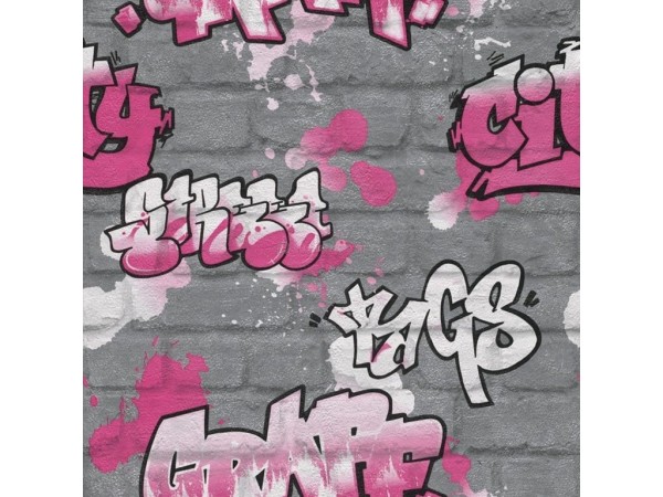 Ταπετσαρία τοίχου grafiti ροζ